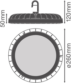 подвесной led светильник Ledvance HB COMP V 166W 840 110DEG IP65 - размеры