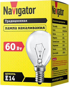 лампа накаливания Navigator NI-C-60-230-E14-CL - упаковка