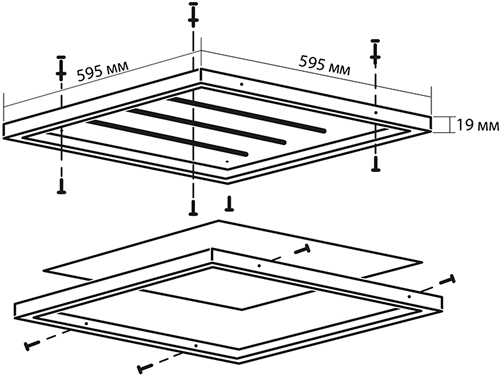 led панель Jazzway PPL 595/U - накладной монтаж