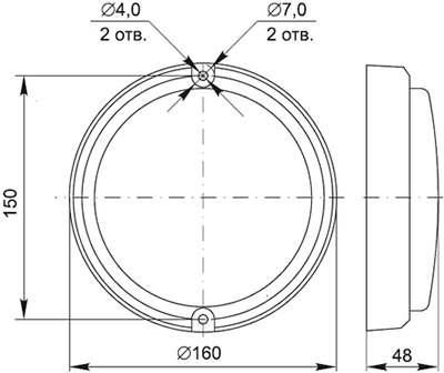 накладной led светильник ДПО 2012Д IEK - размеры