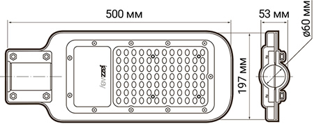 led светильник Jazzway PSL 07 120w 5000K GR IP65 - размеры