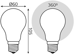 led лампа Gauss 102202110 Filament - размеры