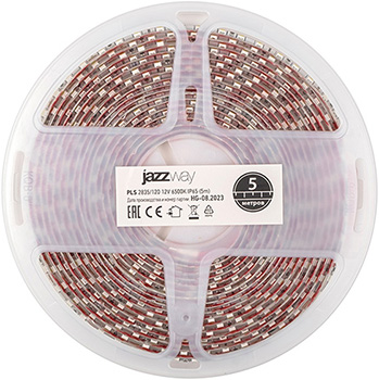 led лента Jazzway PLS 2835/120-12V-6500K-IP65 - катушка 5м