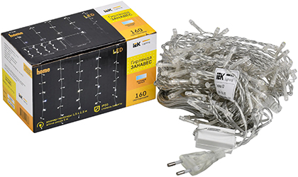 led гирлянда-занавес IEK LGDB201-2-160-L1-T-S-20 - внешний вид + упаковка