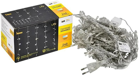 led гирлянда-занавес IEK LGDU201-2-240-L2-T-S-44 - внешний вид + упаковка