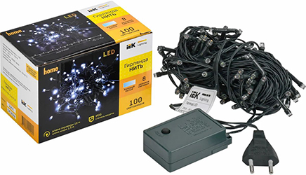 led гирлянда-нить IEK LGDB110-2-100-10-G-S-20 - внешний вид + упаковка