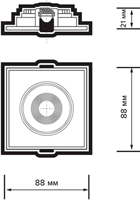 встраиваемый led светильник Jazzway PSP-S 411 1x8W 4000K 40&deg; White IP40 Cardan - размеры