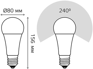 led лампа А80 Gauss 70235 Elementary - размеры