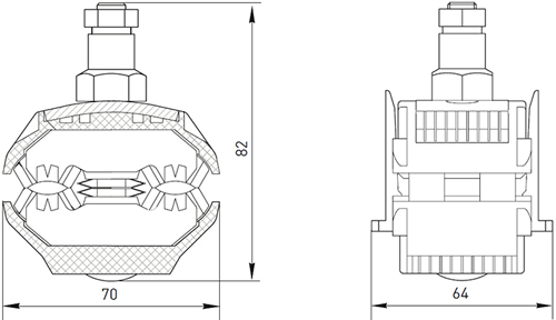 зажим ответвительный прокалывающий P4X-150 EKF - размеры