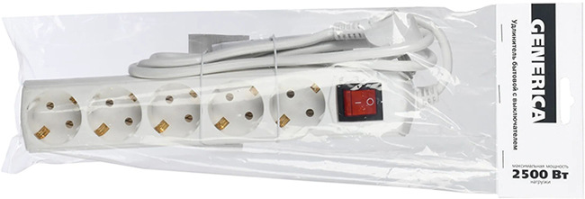 удлинитель Generica У05В с з/к и выключателем - упаковка