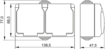 розетка 2-местная IEK РСш22-2-А Aquatic - размеры
