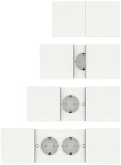 розетка 2-местная Systeme Electric AtlasDesign, з/к + шторки + сдвижные крышки, - внешний вид