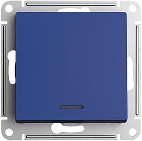 выключатель 1-клавишный Systeme Electric AtlasDesign, с подсветкой, аквамарин - внешний вид