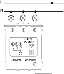 выключатель 3-клавишный Systeme Electric AtlasDesign - схема подключения
