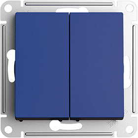 переключатель 2-клавишный Systeme Electric AtlasDesign, аквамарин - внешний вид
