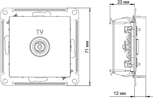 розетка ТВ антенная (коннектор) Systeme Electric AtlasDesign - размеры