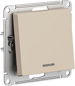 переключатель 1-клавишный Systeme Electric AtlasDesign, с подсветкой, песочный - внешний вид
