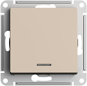 переключатель 1-клавишный Systeme Electric AtlasDesign, с подсветкой, песочный - внешний вид
