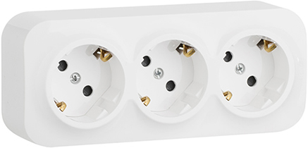 розетка 3-местная Legrand 782238 Quteo с з/к белый - внешний вид