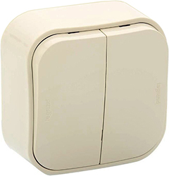 переключатель 2-клавишный Legrand 782236 Quteo слоновая кость - внешний вид
