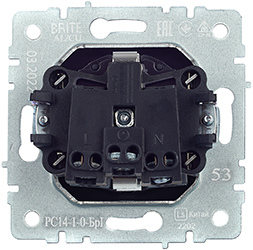 розетка 1-местная IEK РС14-1-0-БрГ Brite - вид с тыльной стороны