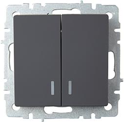 выключатель 2-клавишный IEK ВС10-2-1-БрГ Brite - внешний вид