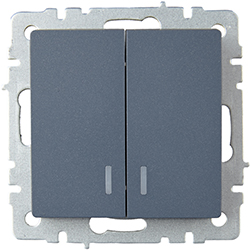 выключатель 2-клавишный IEK ВС10-2-1-БрМ Brite - внешний вид