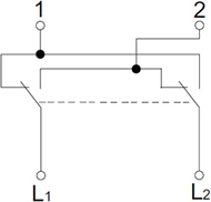 выключатель 1-клавишный перекрестный IEK Brite - схема электрическая
