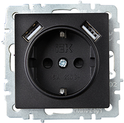 розетка 1-местная IEK РЮш10-2-БрЧ Brite - внешний вид