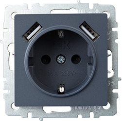 розетка 1-местная IEK РЮш10-2-БрМ Brite - внешний вид