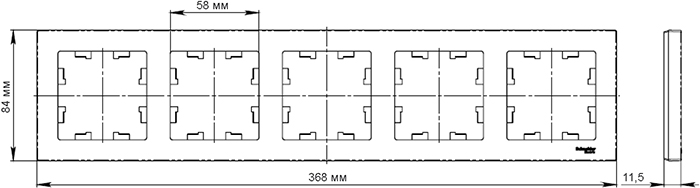 рамка 5-постовая Systeme Electric AtlasDesign Nature - размеры