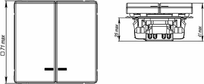 выключатель 2-клавишный Systeme Electric серии ArtGallery с подсветкой - размеры