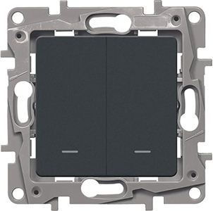 переключатель 2-клавишный Legrand Etika 672616 с подсветкой - внешний вид