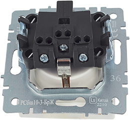 розетка 1-местная IEK РСбш10-3-БрЖ Brite - вид с тыльной стороны
