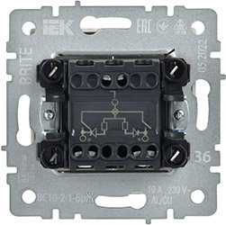 выключатель 2-клавишный IEK ВС10-2-1-БрЖ Brite - вид с тыльной стороны