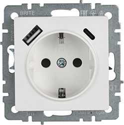 розетка 1-местная IEK РЮш11-1-БрБ Brite - внешний вид