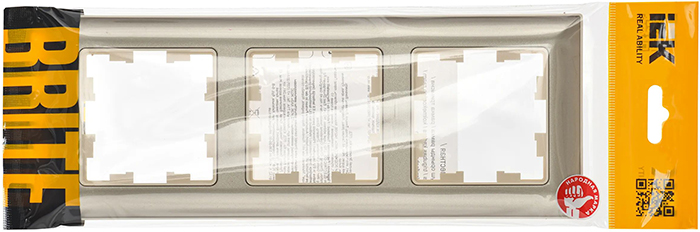 рамка 3-постовая IEK РУ-3-Бр Brite бежевый / шампань - упаковка