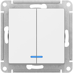 выключатель 2-клавишный Systeme Electric AtlasDesign, с подсветкой, лотос - внешний вид