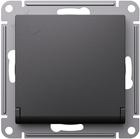 розетка 1-местная Systeme Electric AtlasDesign, з/к, шторки, крышка, базальт - внешний вид