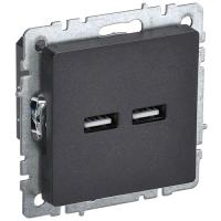 BRITE Роз. USB A+A 3,1А РЮ10-1-БрЧ черн. IEK