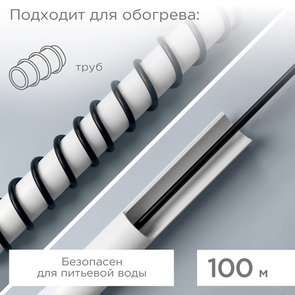 Провод нагревательный 10Вт/м саморег пищевой 65°С PROconnect (1/100м)