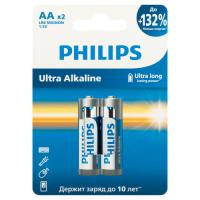 Батарейка AA(пальчик) алкалиновая BL2 Philips Ultra 