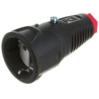 Розетка переносная 16А заземление черный Резина  IP20 PCE маркер красный