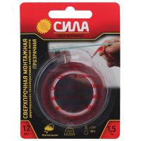 Скотч двухсторонний вспененный 12мм*1,5м прозрачный стойкий к УФ СИЛА