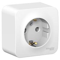 Бланка белый розетка открытая 1-мест заземление шторки IP20 