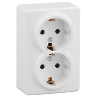Эксперт белый розетка открытая 2-мест заземление IP20 