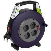 Удлинитель 4-мест 10м ПВС 2*0,75 черный катушка IP20 ЭРА в закрытом корпусе