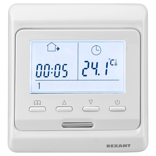 Терморегулятор теплого пола скрытая 16А программируемый белый Rexant 