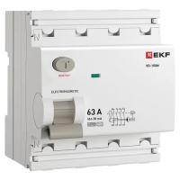 Выключатель дифференциальный (УЗО) 4Р 63А 30мА AC 6кА ВД-100N EKF PROxima
