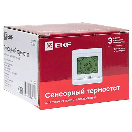 Терморегулятор теплого пола скрытая 16А программируемый белый EKF сенсорный